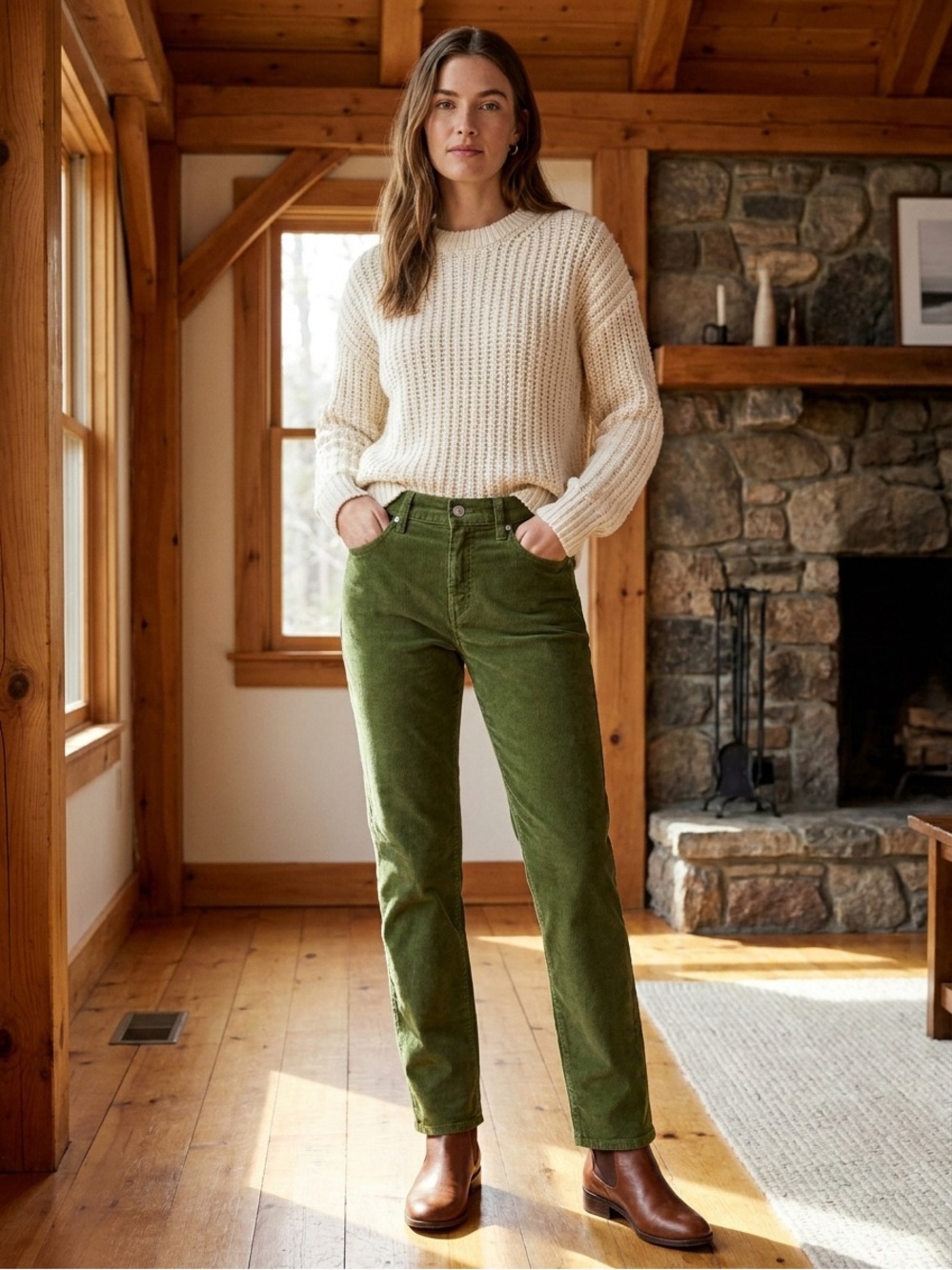 J. Crew Straight Corduroy Jeans — Olive